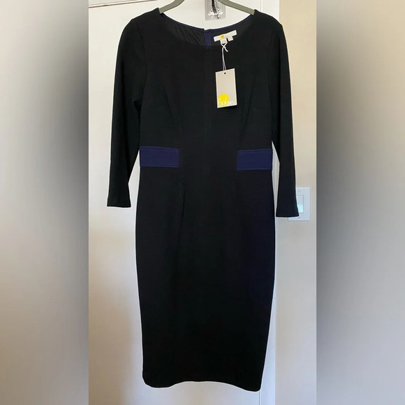 NWT Boden Laura Ottoman Sheath Dress Black/Blue Size 6P - Picture 2 of 12